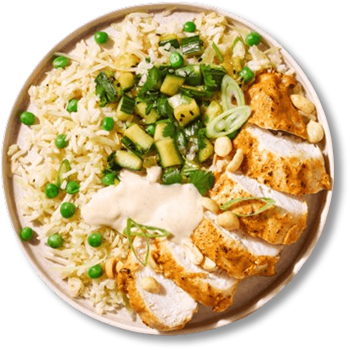 Satay Chicken with Fried Rice